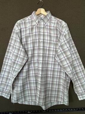 Roper Wear The West Men's Large Plaid Button Down Shirt Tan and Red